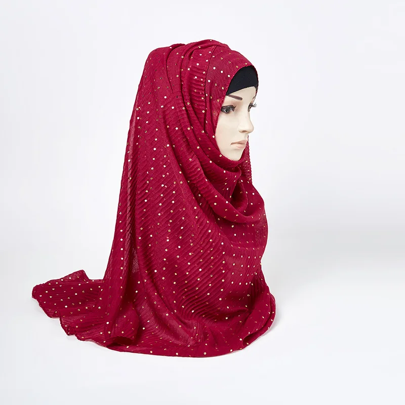 Mados Moterų Musulmonų Šifono Hijab polka dot šalikas 2020 Naujas vientisos Spalvos Musulmonų Skara Hijabs Moterų Stoles Dangtelį variklio Dangčio Skarelė