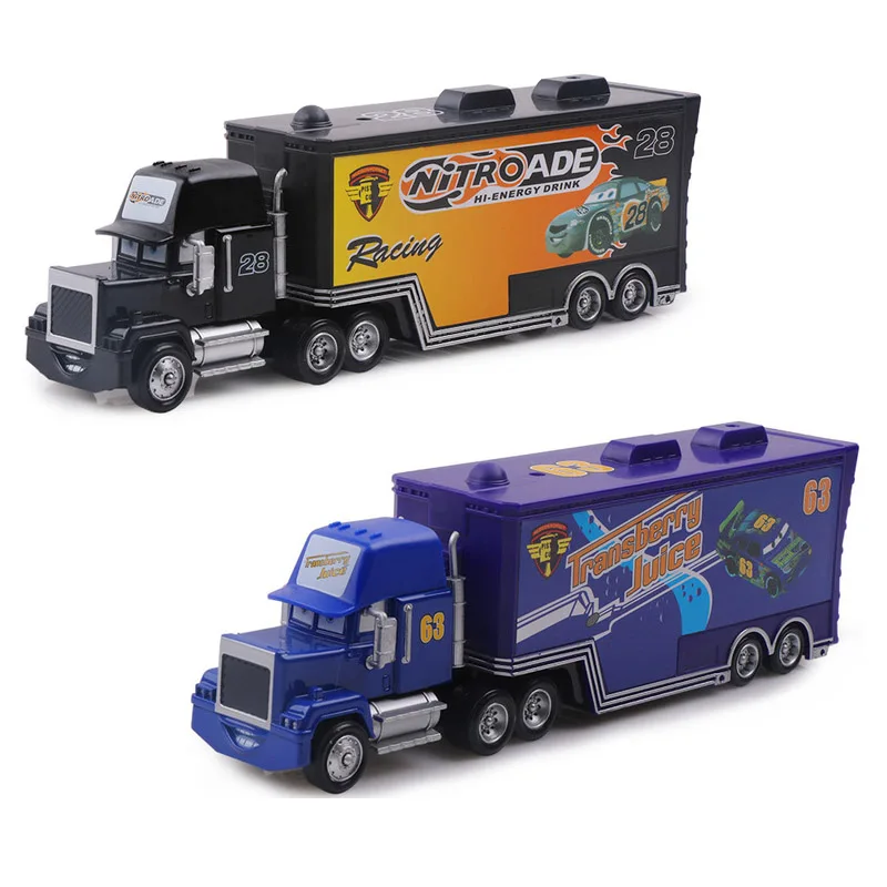 Disney Pixar Automobilių Žaibas McQueen Karalius Mack Dėdė Truck & Car Set 1:55 Diecast Modelis Žaislas Naujųjų Metų Kalėdų Dovana Vaikams