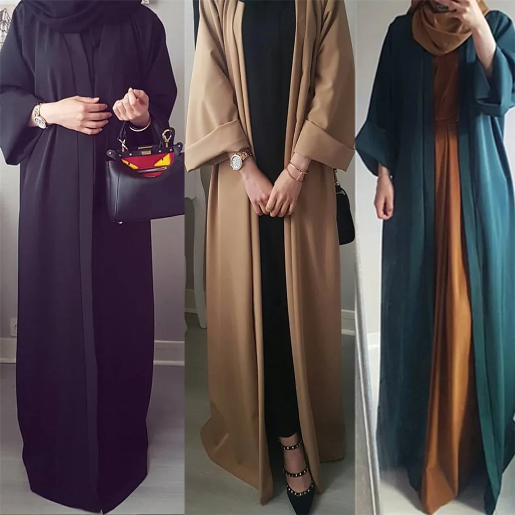 Abaja Ramadanas Moterų Maxi Ilga Suknelė Lady Priekiniai Open Cardigan Islamo Suknelė gražus Musulmonų Suknelė