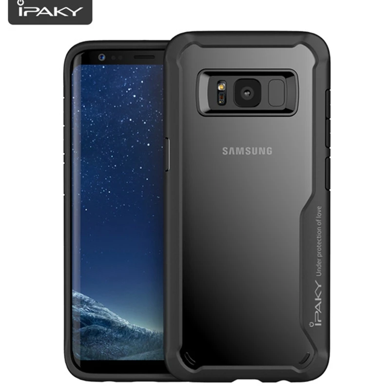 IPAKY Telefono dėklas Samsung Galaxy S8 S9 Plus atsparus smūgiams Šarvai Grūdinto Minkštas Silikoninis Galinio Dangtelio Atveju 