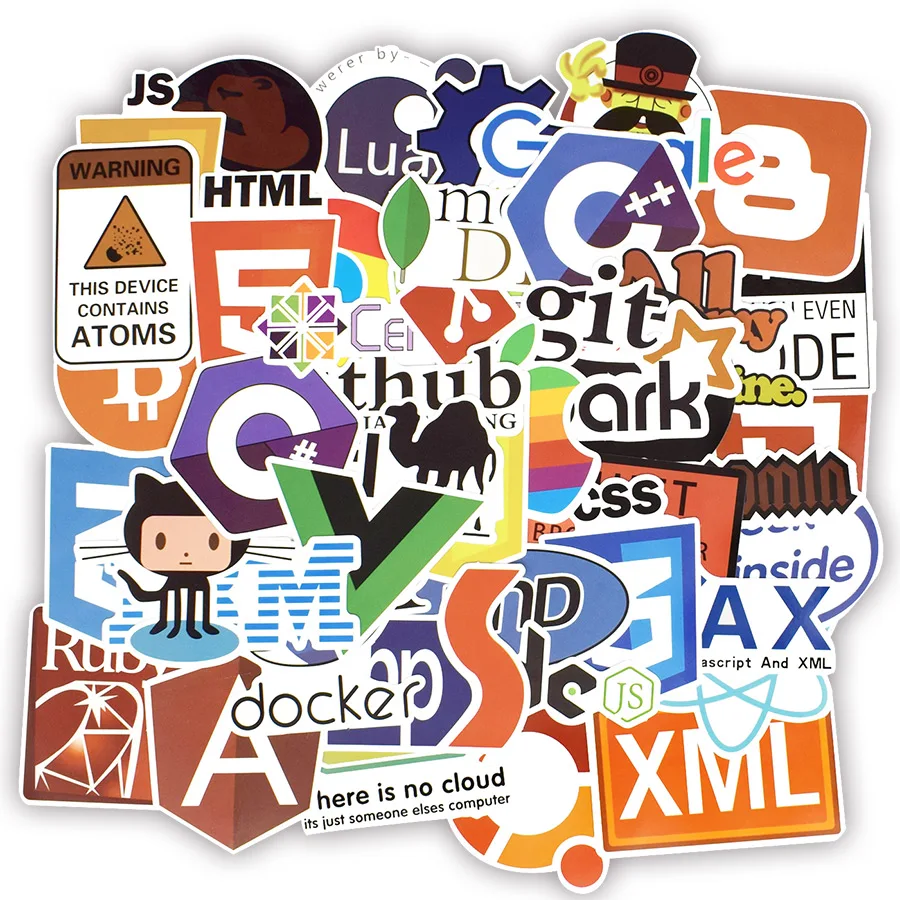 50 VNT Kietas Programavimo Lipdukai Logotipas Interneto Programinės įrangos Lipdukas Juokinga Dovana Geeks Įsilaužėlių Kūrėjai 