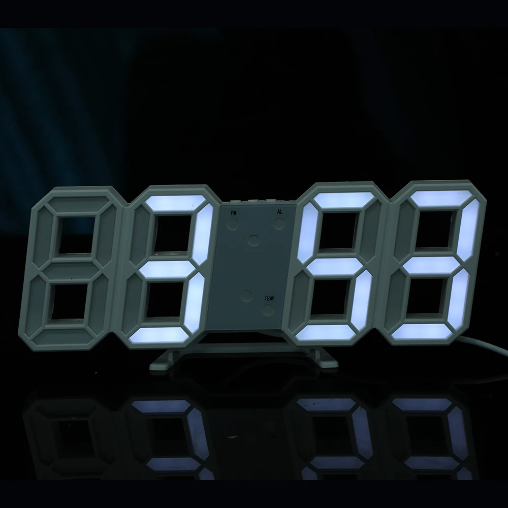 8 Formos 3D Skaitmeninio Stalo, Sieninis Laikrodis LED naktinė lempa Datos, Laiko Rodymas Signalizacijos USB Namų Puošybai kambarį Naktį Šviesos