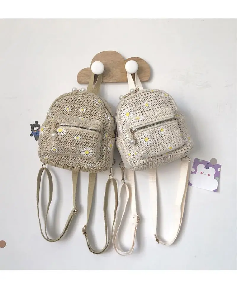 Šiaudų mini kuprinė moterims Pynimo pečių maišą už nepilnametės kelionės mažas bagpack naujas mados moterų ponios mokyklos kuprinė