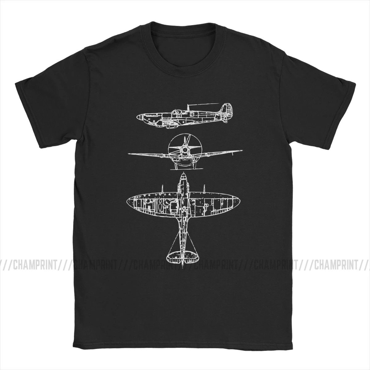 Spitfire Koncepcijos Brėžinius T-Shirt Vyrai Naikintuvas WW2 Karo Pilotas Orlaivį Lėktuvo Medvilnė Tee trumpomis Rankovėmis T Marškiniai Plius Dydis