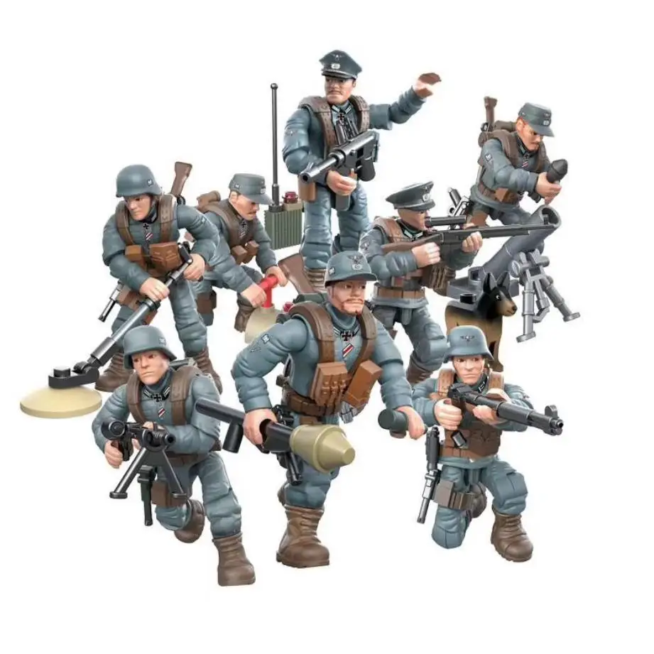 1:35 masto karinės Vokietijos kariuomenės pajėgų veiksmų skaičiai pasaulinio karo Mūšis Normandijoje Reino kraštas mega block ww2 ginklas pistoletas plytų žaislas