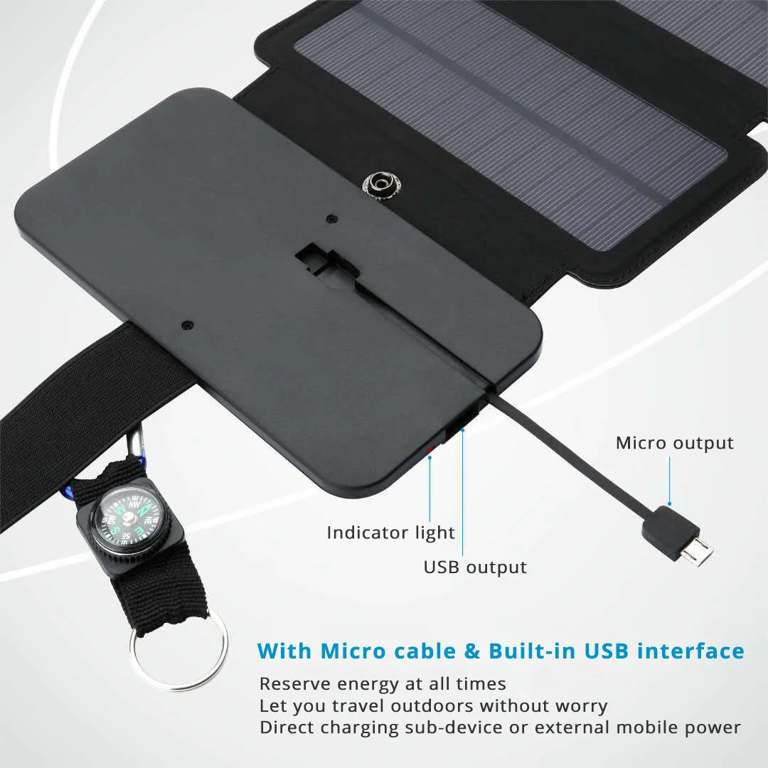 Lerranc Nešiojamas Sulankstomas 10W Saulės baterijos Kroviklis 5V 2.1 USB Išėjimas Saulės Elementų už mobiliųjų telefonų Lauke