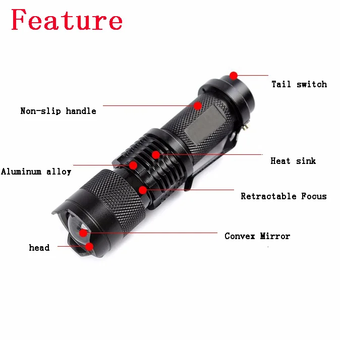 Mini Torche 2000 Liumenų Žibintuvėlis Led Linterna Q5 LED Gladiatorių Žibintuvėlis 3 Rūšių Zoomable LED Žibintuvėlis Penlight z54