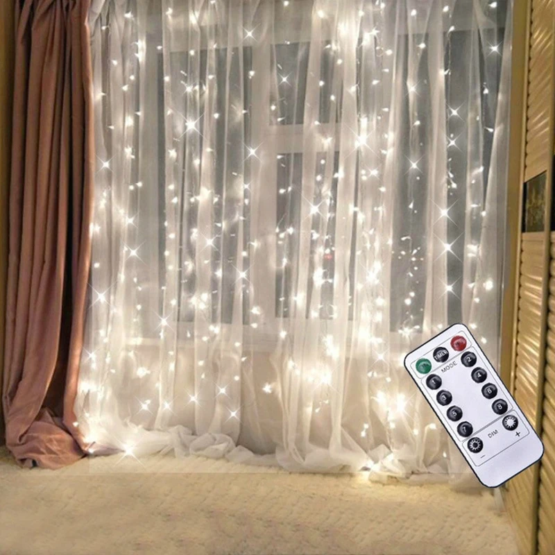 3M LED Užuolaidų Girliandą Langą USB Styginių Šviesos Pasakų Girlianda Nuotolinio Valdymo Naujųjų Metų Miegamasis Šalis, LED Lempos, patalpų Apdaila