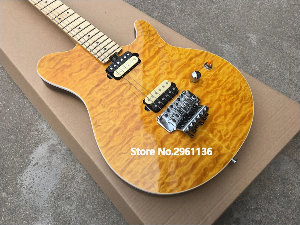 Floyd - elektrinė gitara,6 stygų olp elektrinė gitara,Raudonmedžio kūną Su quilted maple Top,geltonos spalvos elektrinė gitara,nemokamas pristatymas