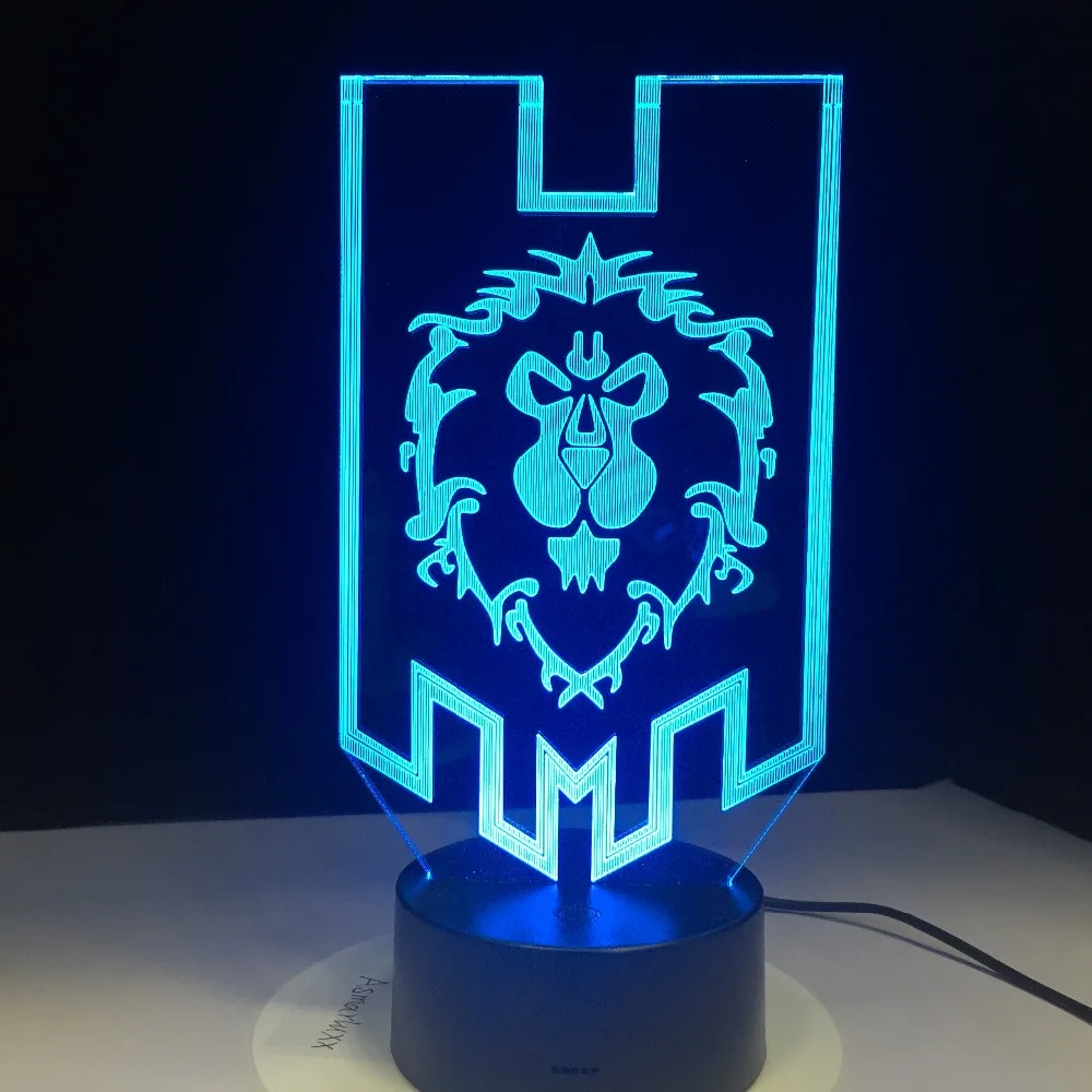 World of Warcraft 3D LED Lempos Aljansas Genčių Ženklai Remote Touch Kontrolę, Naktį Šviesos USB Dekoratyvinis Stalo Lempa Draugo Dovaną