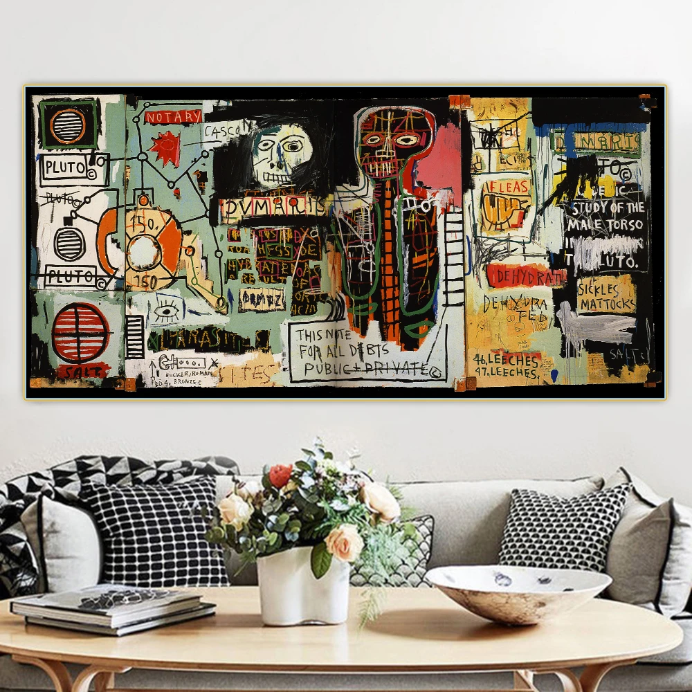Citon Jean Michel Basquiat《Notarų》Grafiti Meno Drobė, Aliejus, Tapyba Meno Plakatas Dekoratyvinis Nuotrauką Sienų Dekoras Namų Puošybai