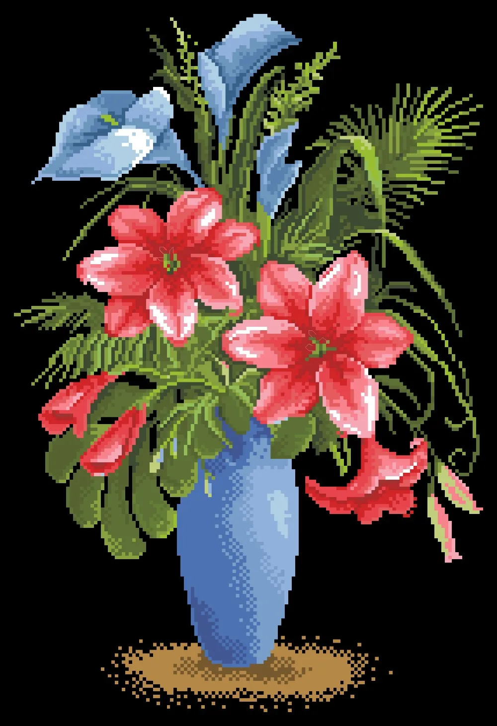 Lily pasakų kryželiu paketo gėlių vaza rinkiniai aida 18ct 14ct 11ct juoda medžiaga žmonės rinkinys siuvinėjimui 