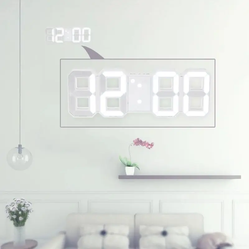 8 Formos 3D Skaitmeninio Stalo Laikrodis Sieninis Laikrodis LED naktinė lempa Laiką USB Namų Puošybai Svetainės Sieniniai Laikrodžiai Balta Šviesa