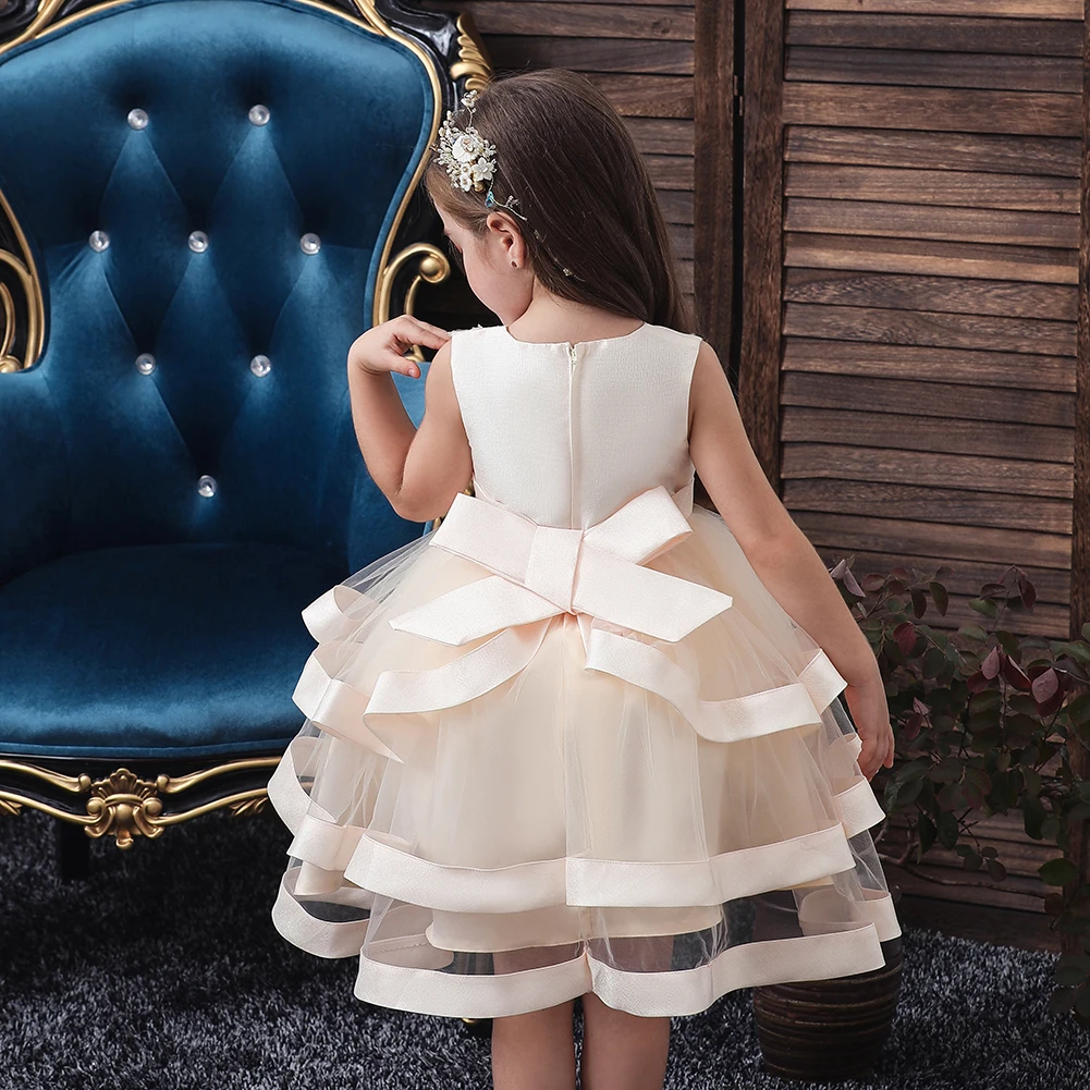 2018 Vaikams, Elegantiškas Pearl Tortas Princesė Suknelė Mergaitėms Suknelės, Vestuvių Vakaro Šalis, Siuvinėjimas, Gėlių Mergaitės Suknelė Mergina Drabužiai