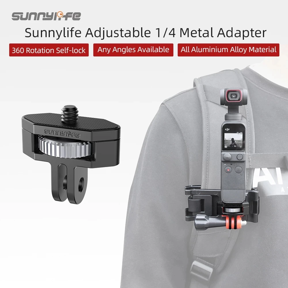 Sunnylife 1/4 GoPro Metalo Adapteris 360 Sukimosi Reguliuojamas Aliuminio Lydinio Adapteriai Kišenėje 2/Insta360 Vienas X2/SLR Camera