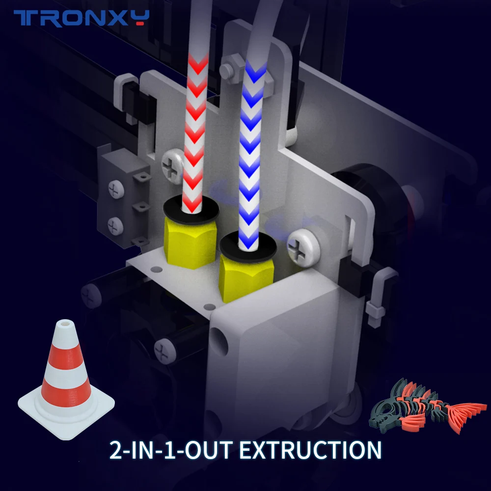 Tronxy X5SA-2E 2 in 1 Out Ekstruderiu Dvi Spalvas Galvos Dvigubas Spausdinimas 3D Spausdintuvas 
