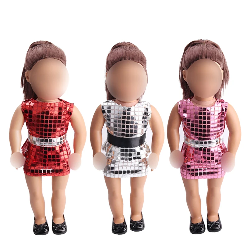 18 colių Mergaičių lėlės suknelė Šokių sijonas Blizga diskoteka apranga Amerikos naujas gimęs drabužiai, žaislai tinkami 43 cm kūdikių reikmenys c127