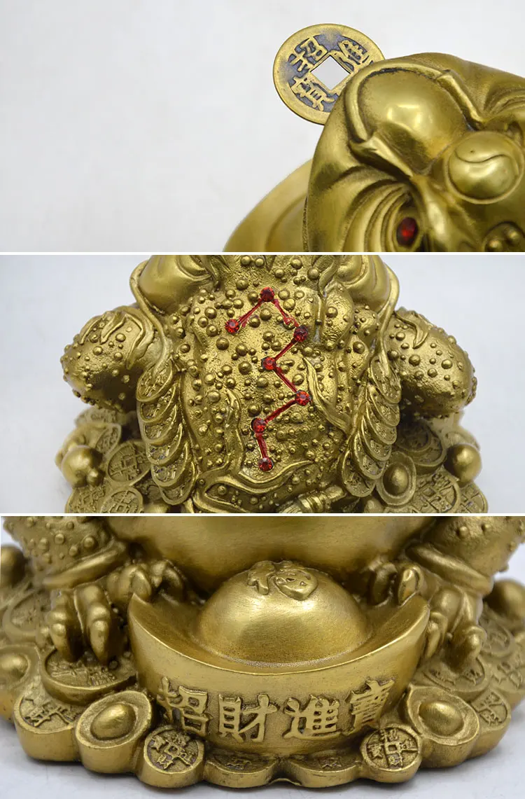 Feng Shui Mažas Trimis Kojomis Pinigų Varlė Likimo Žalvario liejiniai, Rupūžė Kinijos Monetos Metalo Amatų Namų Dekoro Dovana