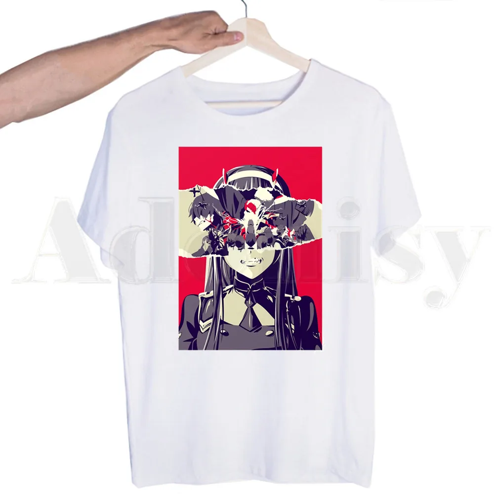 Nulis DU Darling Į Franxx Anime 02 Harajuku trumpomis rankovėmis T-shirt Vyrai, Print T shirt Vyrai Viršūnes Tees vyriški T-shirt