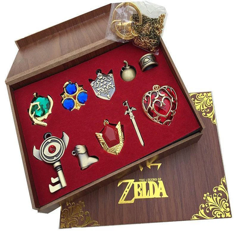 The Legend of Zelda Kardas Logotipas keychain Pakabukas 10vnt Nustatyti Kolekcija Dovanų Dėžutėje