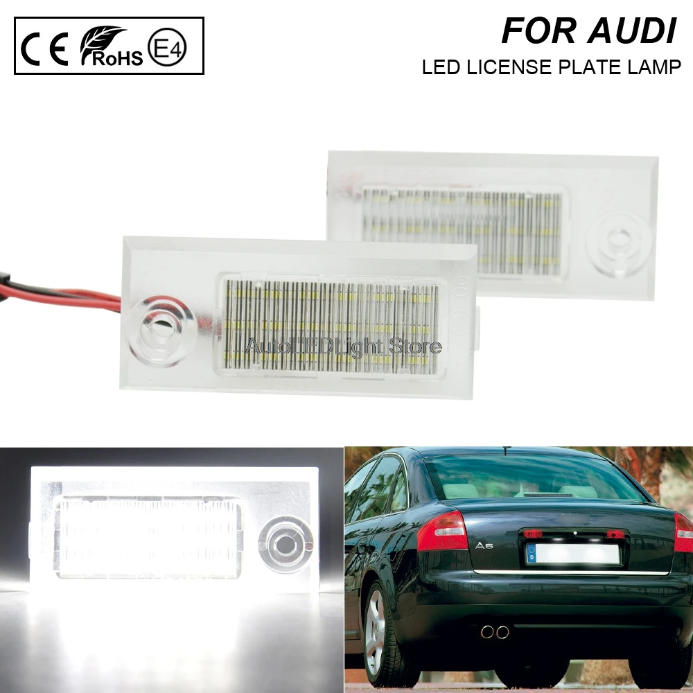 Pora LED Skaičius Licencijos numerio apšvietimo Lemputės Numerio Plokštelės Laikiklį Lempos Ne Klaida Audi A6 C5/4B Sedanas 1997-2004 m.