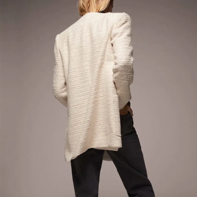 Žiemos Elegantiškas Vilnos Mišinys Moterų Naujo Stiliaus Ilgi Paltai Dvieiliai Derliaus Minimalistinio Vilnonis Paltas Negabaritinių Outwear