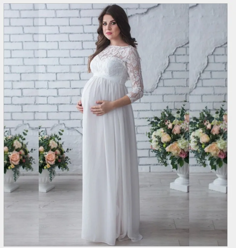 S-2xl Motinystės Suknelė Nauja Mados Nėščių Moterų Nėriniai Suknelės Maxi Suknelė Balta Suknelė, Vestuvės Fotografijos Ilgos Suknelės Y331