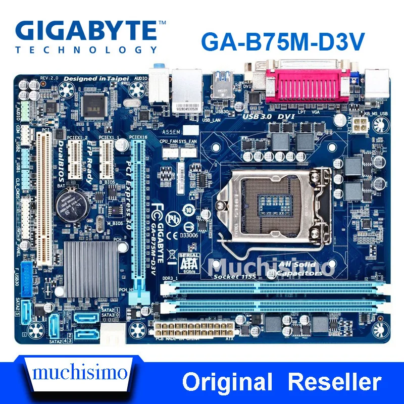 Originalus Gigabyte GA-B75M-D3V LGA 1155 Plokštė DDR3 B75M-D3V 16GB USB2.0 USB3.0 B75 Darbastalio Plokštė Restauruotas