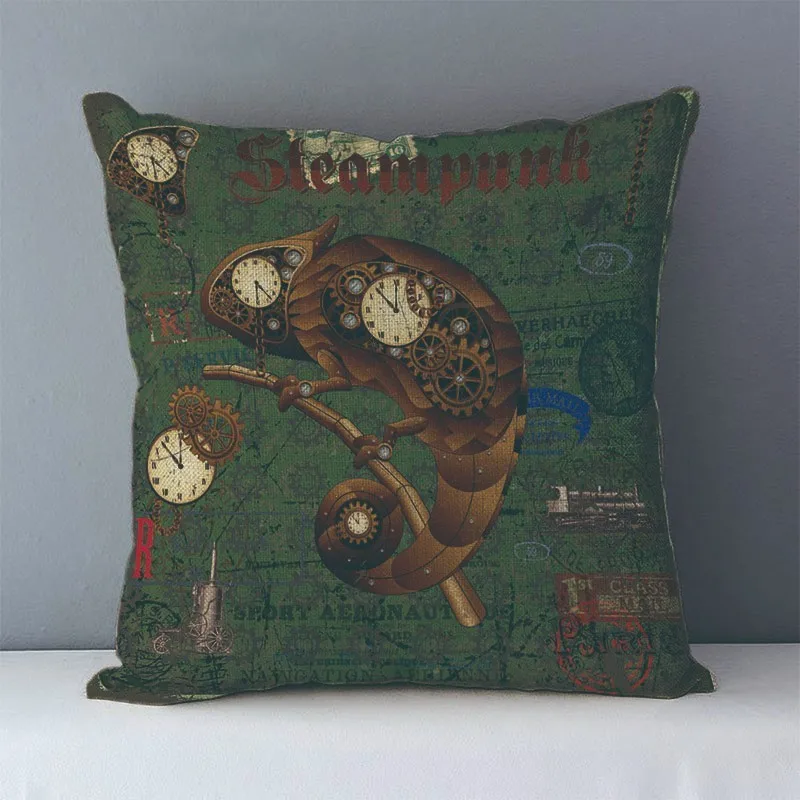 Europos stilius derliaus steampunk modelius spausdinti sofos pagalvėlė padengti namų dekoratyvinės pagalvės 45x45cm medvilnės patalynė užvalkalas J6