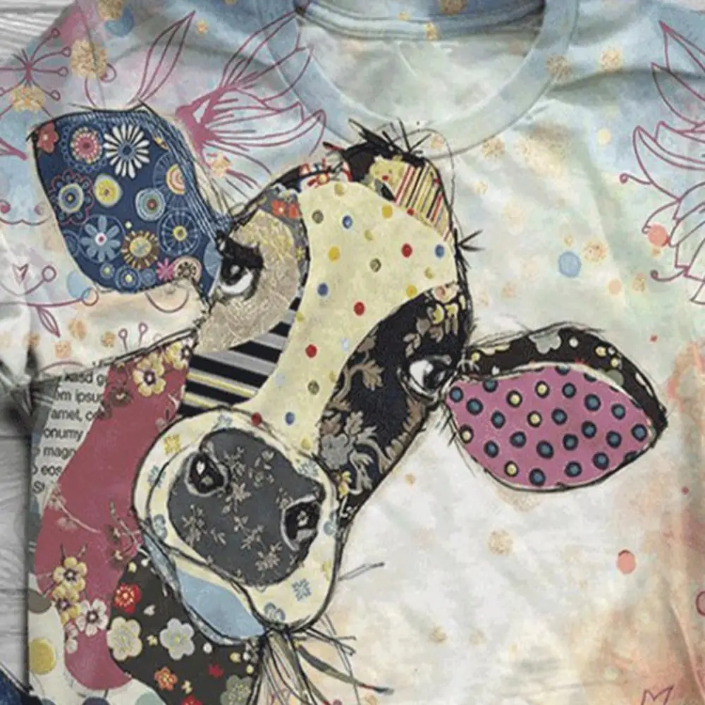 Harajuku plius dydis moterų marškinėliai topai trumpas rankovės 3D gyvūnų spausdinami o-kaklo viršūnes tee marškinėliai camiseta mujer женские футболки