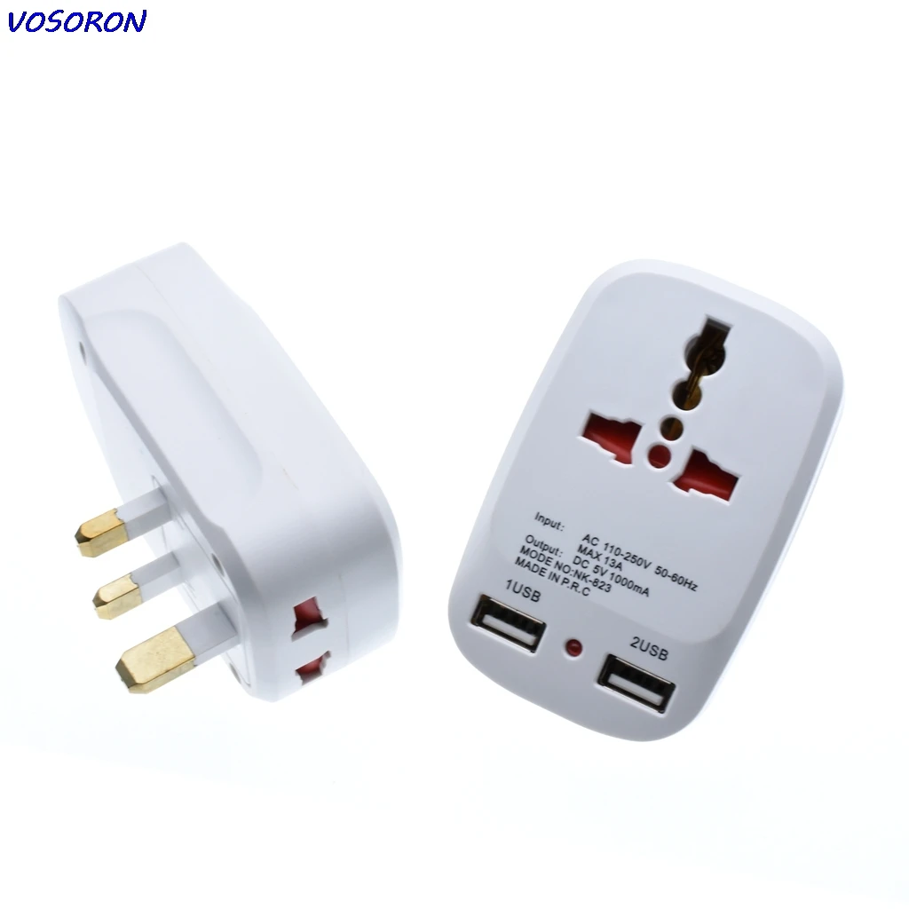Universalios Tarptautinės kištukinis Adapteris, 2 USB Port Pasaulio Kelionių AC Įkroviklis Adapteris ES ir UK Keitiklis Su LED