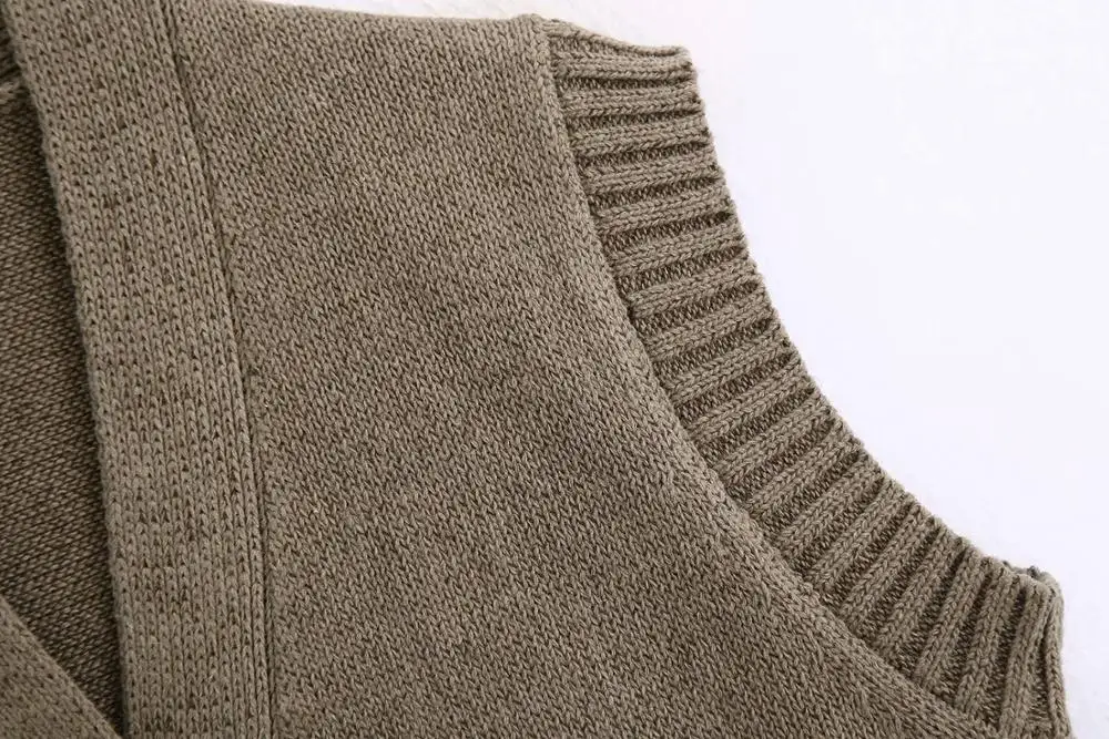 Toppies 2020 m. rudens žiemos megzti striukė moterų berankovė liemenė vieną krūtinėmis kailis vintage megztinis liemenė