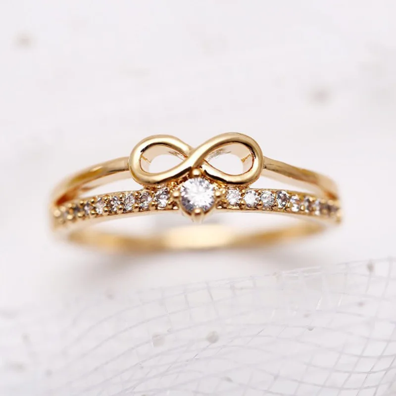 Išskirtinį Aukso Infinity Pažadas Žiedai Nuotakos Vestuvių Juostoje Vestuvinis Žiedas Cirkonis Kristalų Žiedai Mylėtojas Dovanos, Papuošalai