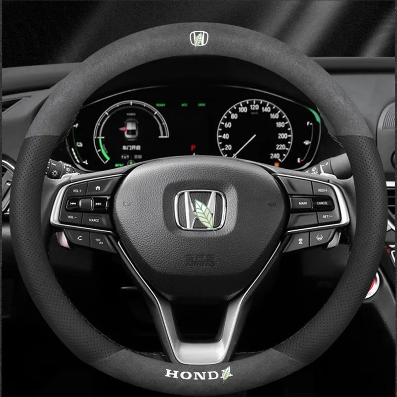 Honda 3D Lazerinio Spausdinimo Logo Karvės Odos Automobilio Vairo Dangtelis Tinka Sutarimu Miesto Odyssey Mobilio Vezel CRZ CRV REKUPERATORIŲ