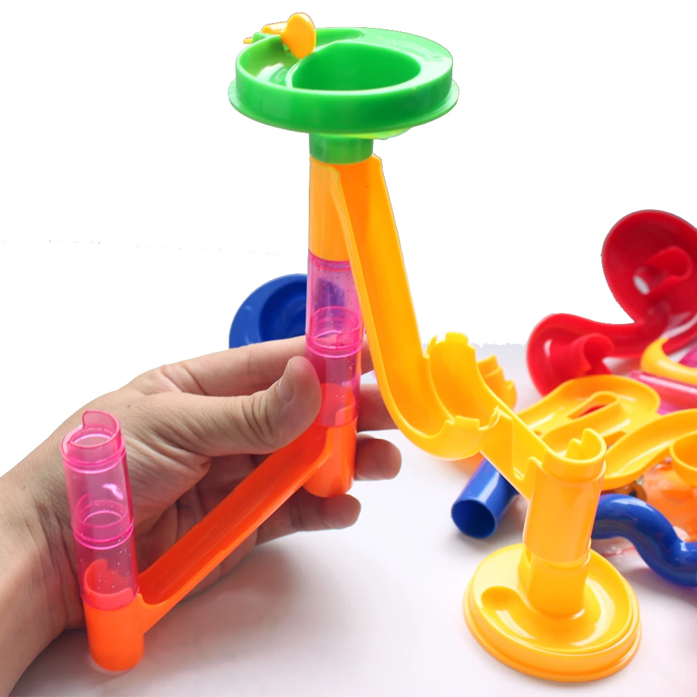 Prekės Nauji Plastikiniai Modeliavimo Rinkiniai Rinkinį 2019 Marmuro Paleisti Žaislas Vaikams 105PCS Asamblėjos 3D Modelio Blokai su kočėlas Kamuoliai