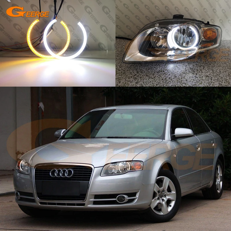 Audi A4, S4, RS4 B7 2004 M. 2005 M. 2006 m. 2007 m. 2008 m. 2009 Ultra Bright Dual Spalva Zjeżdżalnia Dienos Šviesos posūkio signalo SMD LED Angel Eyes