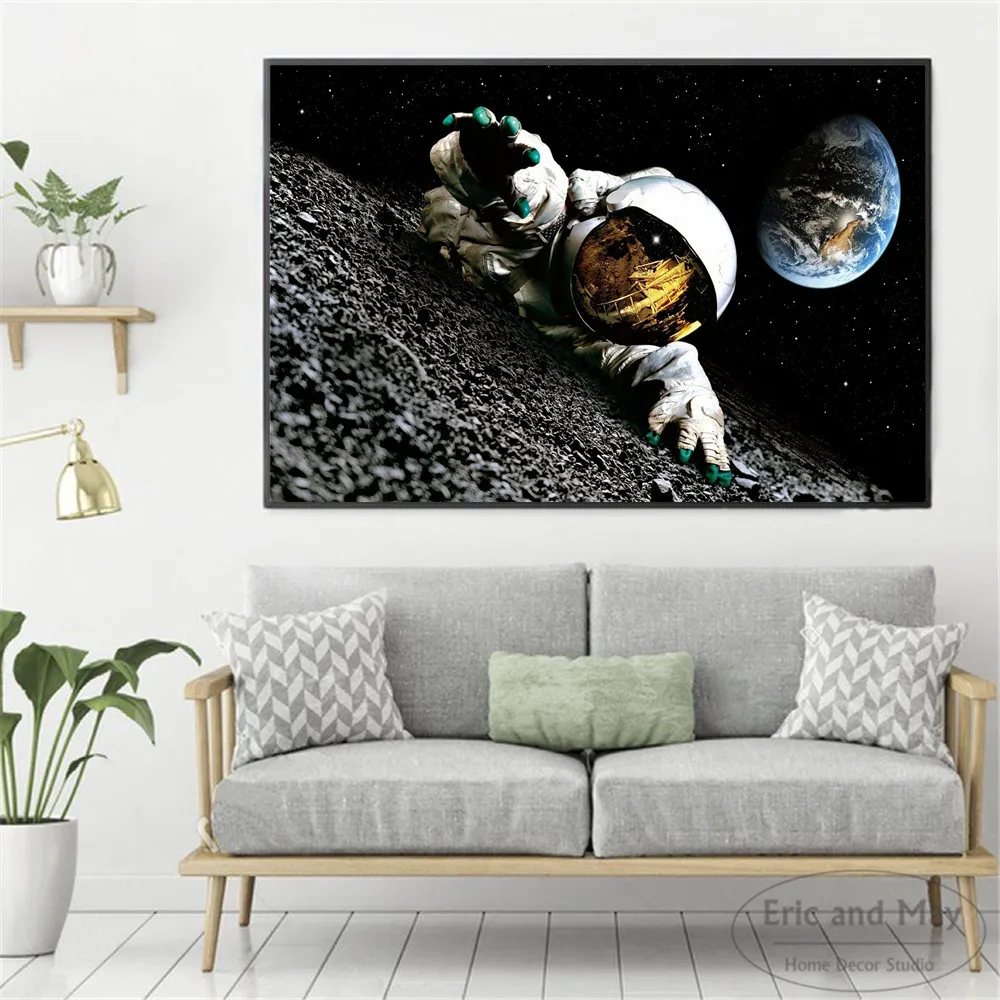 Astronautai Mėnulyje Juokinga, Drobė, Tapyba, Plakatų Ir Grafikos Sienos Menas Nuotraukas, Gyvenamojo Kambario, Apdaila, Namų Dekoro Plakat