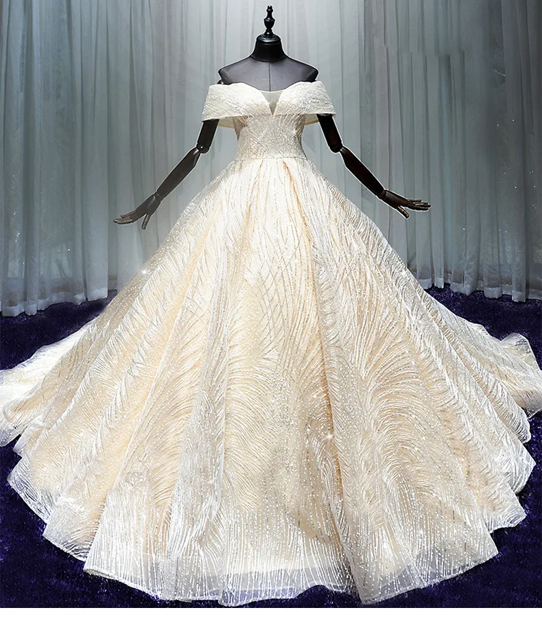 Vestuvinė Suknelė 2021 Naujo Stiliaus Prabangūs Blizgančiais Nuo Pečių Juostos Vestuvių Suknelė Vestidos De Novia