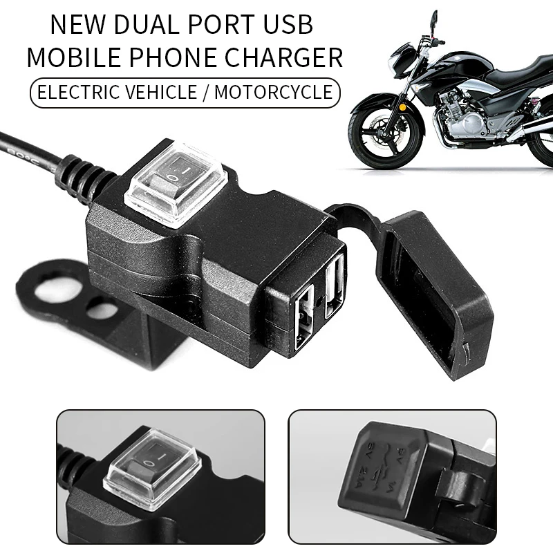 Universali Vandeniui 12V Motociklas Motociklo Rankenos Dual USB Lizdas, Splitter Įkroviklio Maitinimo Adapteris Mobilaus Telefono