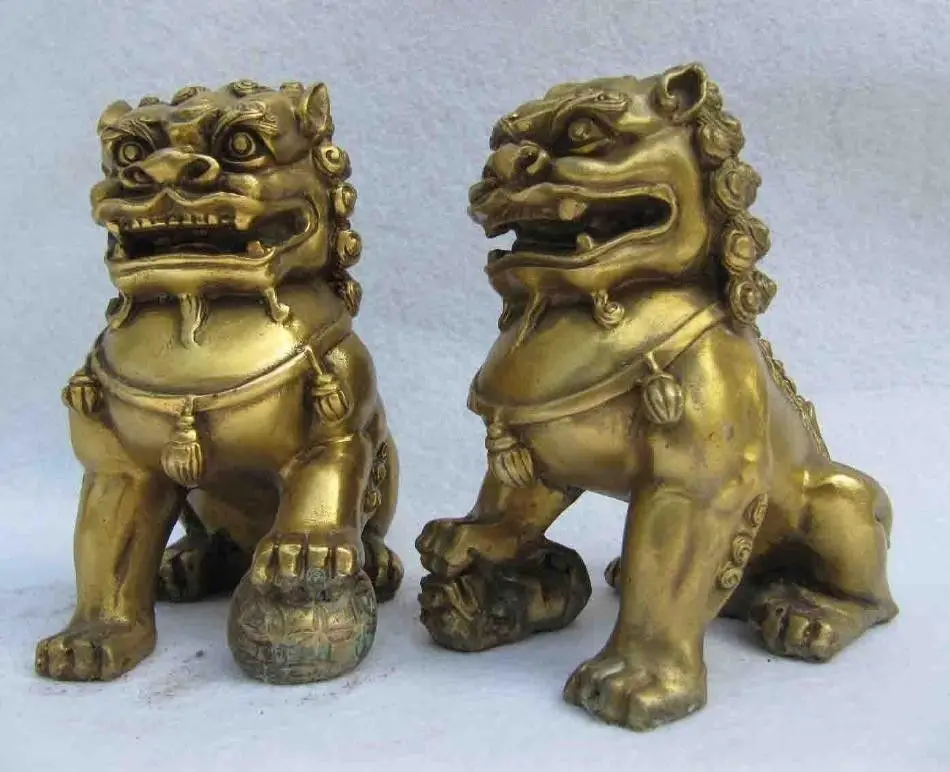 Kinijos Šeimos Feng Shui Vario, žalvario, Durų Foo Šunys talismanas liūtas žvėris Pora