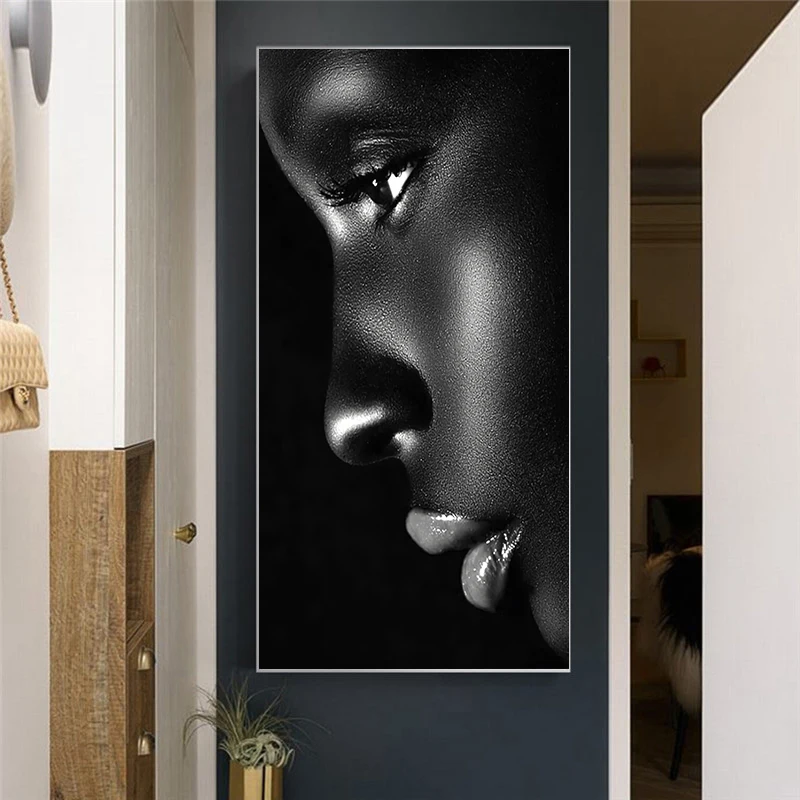 Juoda Veido Portretas Afrikos Meno Moters Naftos Tapyba ant Drobės Cuadros Plakatai ir Spausdinimo Skandinavijos Sienos Nuotrauka už Kambarį