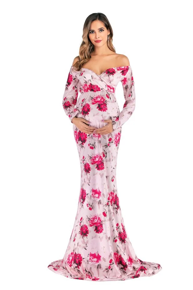 Motinystės Suknelės Už Nuotrauką Šaudyti Ilgai Nėštumo Suknelė Fotografijos Rekvizitai Gėlių Maxi Suknelė Suknelės Nėščioms Moterims, Drabužiai