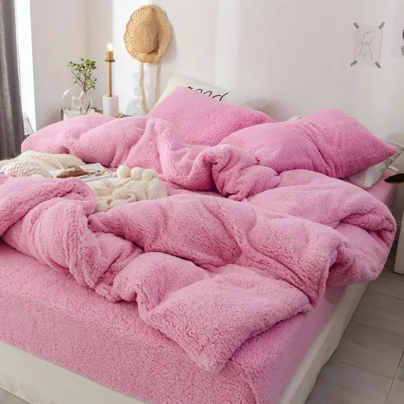 45Solid Ėriukų Kašmyras patalynės komplektas 2019 Naujas tirštėti Flanelė Vilnos lovos užvalkalai Aksomo antklode padengti nustatyti sandred lova padengti užvalkalas