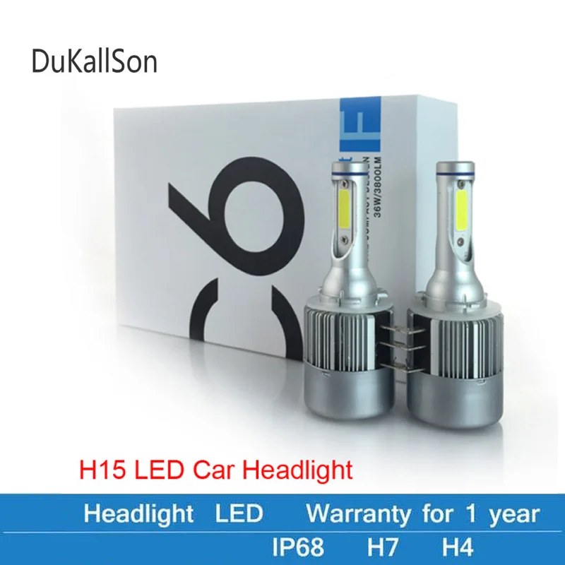 H15 COB LED Lustai Hi Šviesos ir dienos metu veikia šviesos auto už Mazda 6 CX5 Mercedes Golfo 6 Lada Priora led lempa, automobilis