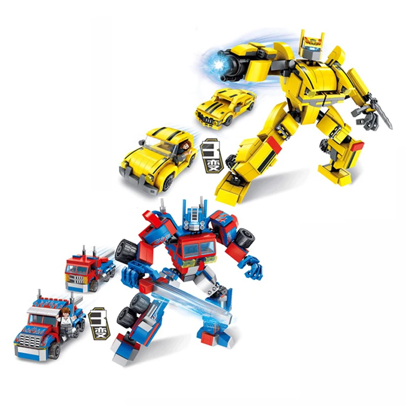 3 1. Super Herojus Statybinių Blokų Transformacijos Robotas Super Lenktynininkų Automobilių Miesto įrangos pardavimas, biuro įrangos Plytų Žaislas WJ057