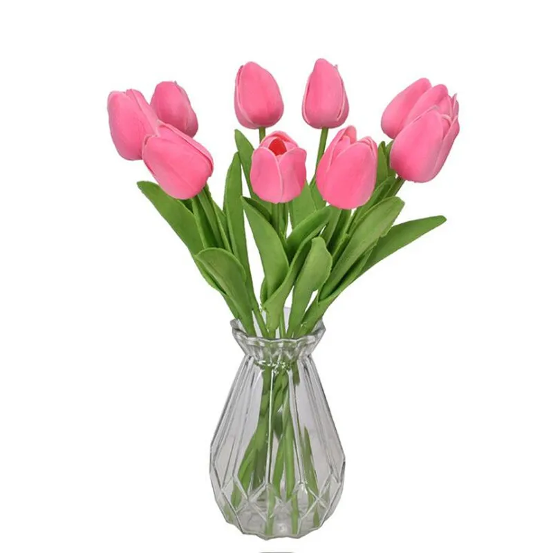 10vnt PU Mini Tulpės Gėlių Nekilnojamojo Touch Netikrą Gėlių Puokštė, Dirbtinės Gėlės, Vestuvių Dekoravimas Namuose Šalies Namų Dekoro Garen