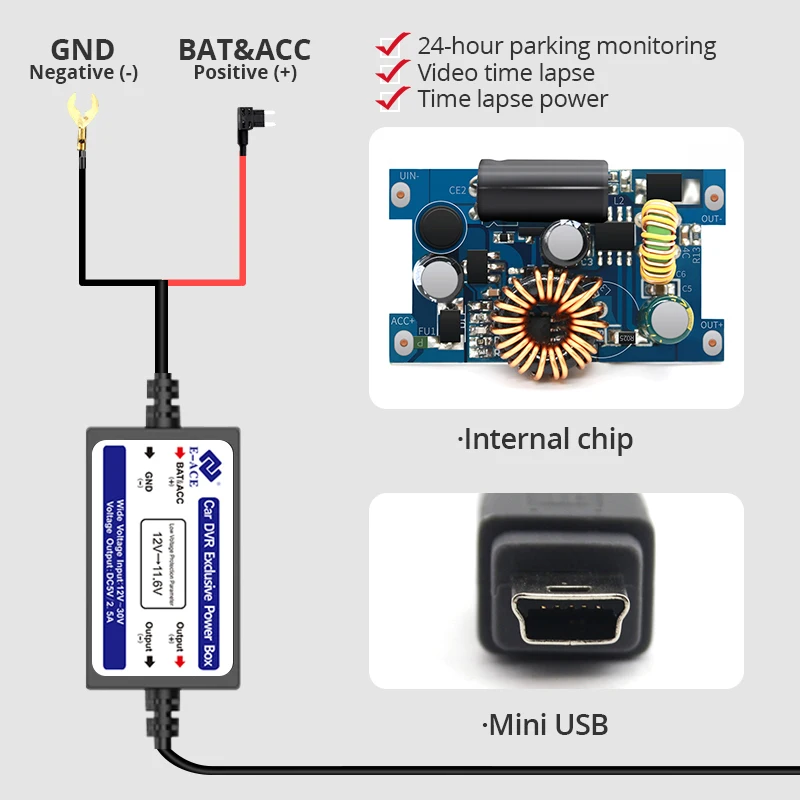E-ACE 3,5 m Spardytis Linija, Brūkšnys Kamera, Mini USB Transformatoriai, skirti Automobilių skaitmeniniai vaizdo įrašymo įrenginiai 0.5 A-2A Automobilinis Įkroviklis už automobilių Stebėjimas