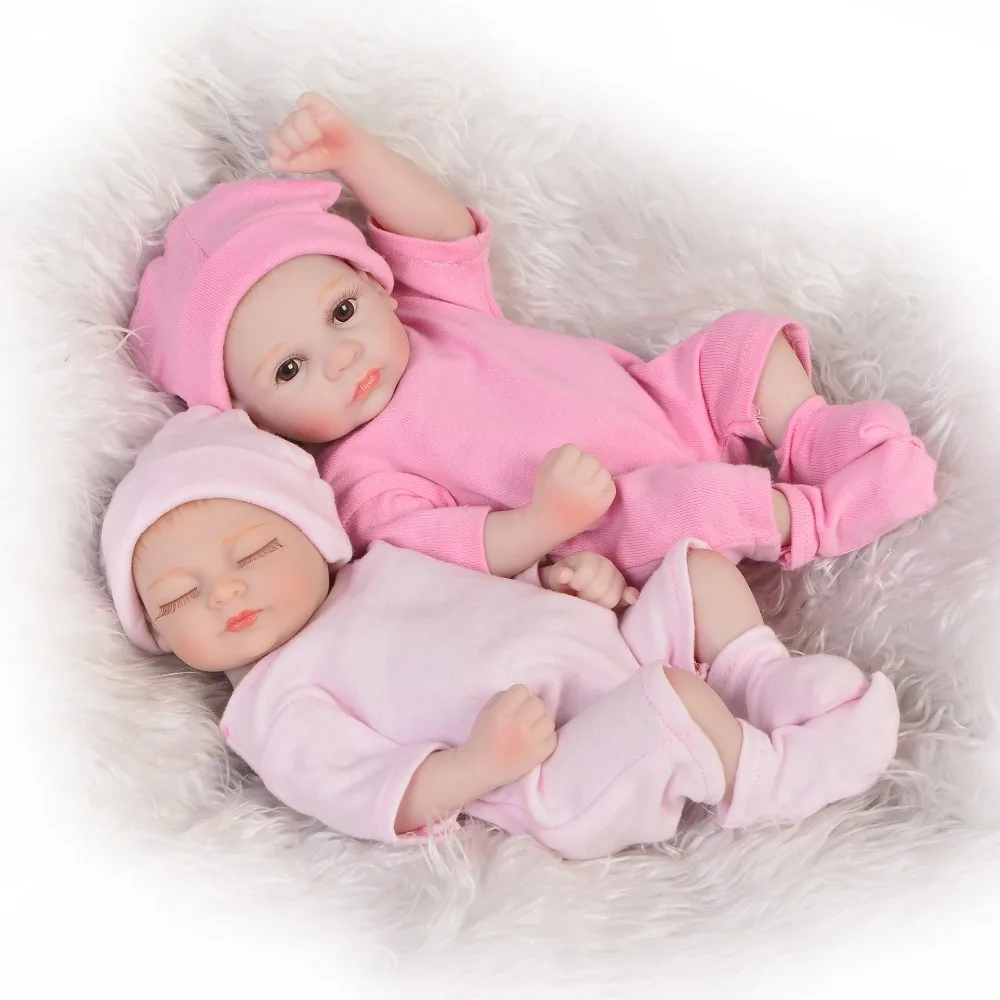 11 Colių Full Silikono Vinilo Reborn Baby Girl Lėlės Atrodo Kaip Boneca Atgimsta Dvyniai Atidaro Arba Uždaryti Akis vaikams prieš Miegą Partneris