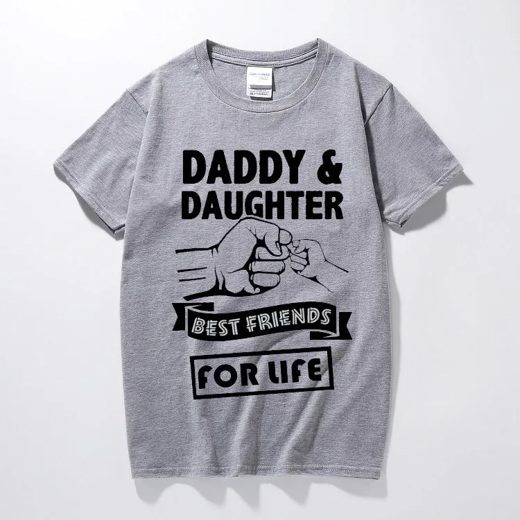 Tėtis ir dukra geriausi draugai visam gyvenimui, tėvo diena, tėtis, dovana, juokinga logotipas atspausdintas t-shirt medvilnės trumpomis rankovėmis t shirts