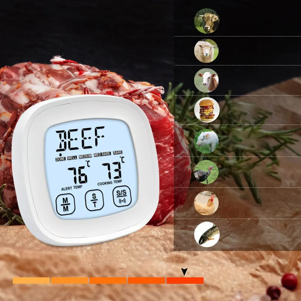Maisto Termometras Vandeniui Jutiklinis Ekranas Laikmatis Virtuvės Elektroninis Termometras Kepimo GRILIS Mėsos Termometras